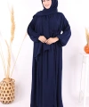 Şallı Kruvaze Namaz Elbisesi  6027 Lacivert