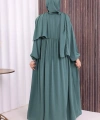 Şallı Kruvaze Namaz Elbisesi  6027 Mint