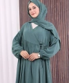 Şallı Kruvaze Namaz Elbisesi  6027 Mint