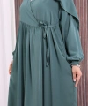 Şallı Kruvaze Namaz Elbisesi  6027 Mint