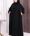 Şallı Kruvaze Namaz Elbisesi  6027 Siyah