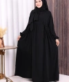 Şallı Kruvaze Namaz Elbisesi  6027 Siyah