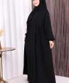 Şallı Kruvaze Namaz Elbisesi  6027 Siyah