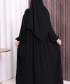 Şallı Kruvaze Namaz Elbisesi  6027 Siyah