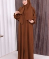 Şallı Namaz Elbisesi 3857 Kahverengi