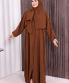 Şallı Namaz Elbisesi 3857 Kahverengi