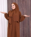 Şallı Namaz Elbisesi 3857 Kahverengi