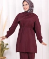 Sedef Kumaş Tunik Pantolon İkili Takım 8693 Bordo
