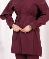 Sedef Kumaş Tunik Pantolon İkili Takım 8693 Bordo