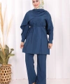 Sedef Kumaş Tunik Pantolon İkili Takım 8693 İndigo