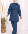 Sedef Kumaş Tunik Pantolon İkili Takım 8693 İndigo