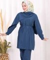 Sedef Kumaş Tunik Pantolon İkili Takım 8693 İndigo