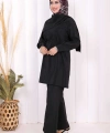 Sedef Kumaş Tunik Pantolon İkili Takım 8693 Siyah