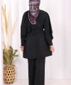 Sedef Kumaş Tunik Pantolon İkili Takım 8693 Siyah