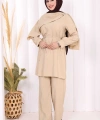 Sedef Kumaş Tunik Pantolon İkili Takım 8693 Vizon