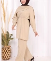 Sedef Kumaş Tunik Pantolon İkili Takım 8693 Vizon