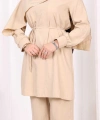Sedef Kumaş Tunik Pantolon İkili Takım 8693 Vizon