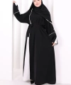 Şerit Düğme Detaylı Elbise 6098 Ekru