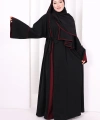 Şerit Düğme Detaylı Elbise 6098 Mürdüm