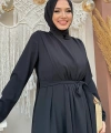 Şifon Pelerin Detay Bel Kuşaklı Tulum 3330 Siyah