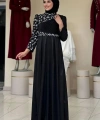 Simli Taş Detaylı Abiye 3934 Siyah