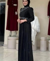 Simli Taş Detaylı Abiye 3934 Siyah