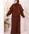 Sufleli Namaz Elbisesi 6034 Kahverengi