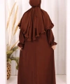 Sufleli Namaz Elbisesi 6034 Kahverengi