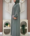 Taş Detaylı Abaya Sıfır Kol Elbise Takım 3657 Mint