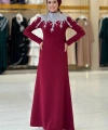 Taş Detaylı Abiye Elbise 3916 Bordo