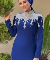 Taş Detaylı Abiye Elbise 3916 Lacivert