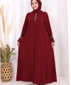 Taş Detaylı Elbise 6033 Bordo