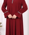 Taş Detaylı Elbise 6033 Bordo