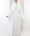 Taş Detaylı Şallı Abaya 7096 Ekru