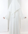 Taş Detaylı Şallı Abaya 7096 Ekru