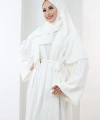 Taş Detaylı Şallı Abaya 7096 Ekru
