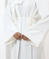 Taş Detaylı Şallı Abaya 7096 Ekru