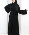 Taş Detaylı Şallı Abaya 7096 Siyah