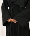 Taş Detaylı Şallı Abaya 7096 Siyah