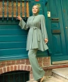 Taş İşleme Detaylı Kuşaklı Tunik ve Pantolonlu Takım 8432 Mint