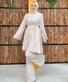 Taş İşleme Detaylı Kuşaklı Tunik ve Pantolonlu Takım 8432 Taş