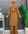 Taş İşleme Detaylı Pantolonlu Tunik Takım 8464 Taba