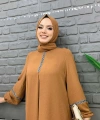 Taş İşleme Detaylı Pantolonlu Tunik Takım 8464 Taba