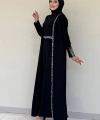Taş İşleme Detaylı Yelekli Elbise Takım 3838 Siyah