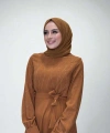 Taş İşlemeli Kuşaklı Elbise 3830 Taba