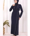 Taşlı Krep Dantel Elbise 3870 Lacivert
