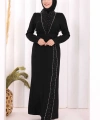 Taşlı Krep Dantel Elbise 3870 Siyah