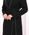 Taşlı Krep Dantel Elbise 3870 Siyah