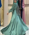 Taşlı Kuyruk Detay Abiye Elbise 7044 Mint