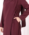 Tek Omuz Gold Toka Detaylı Tunik Pantolon Takım 8698 Mürdüm